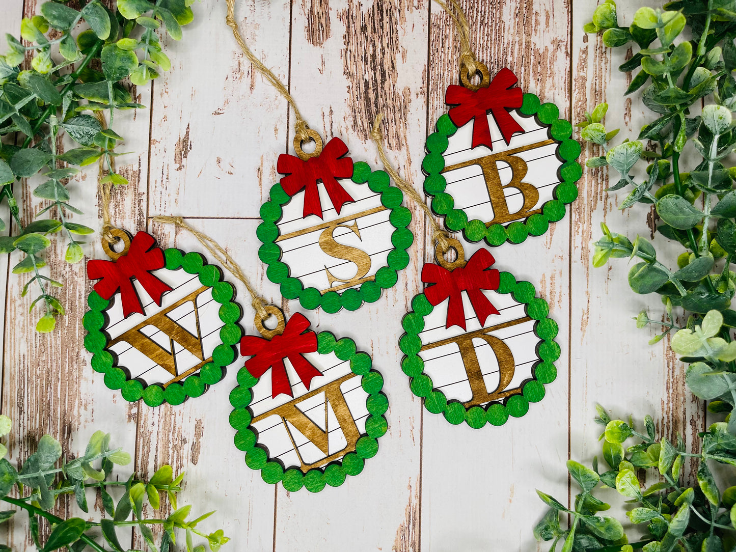Wreath Letter Ornament