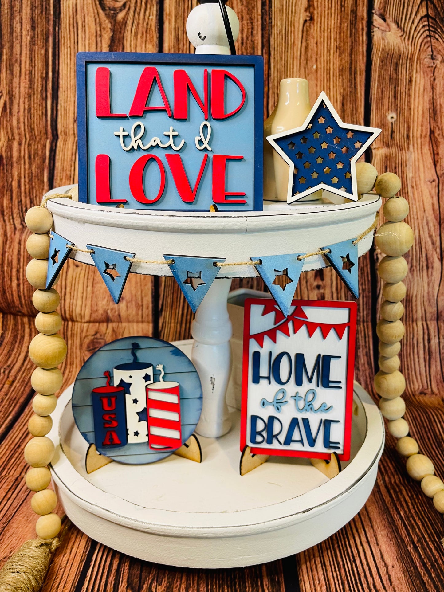 Home of the Brave Tiered Tray